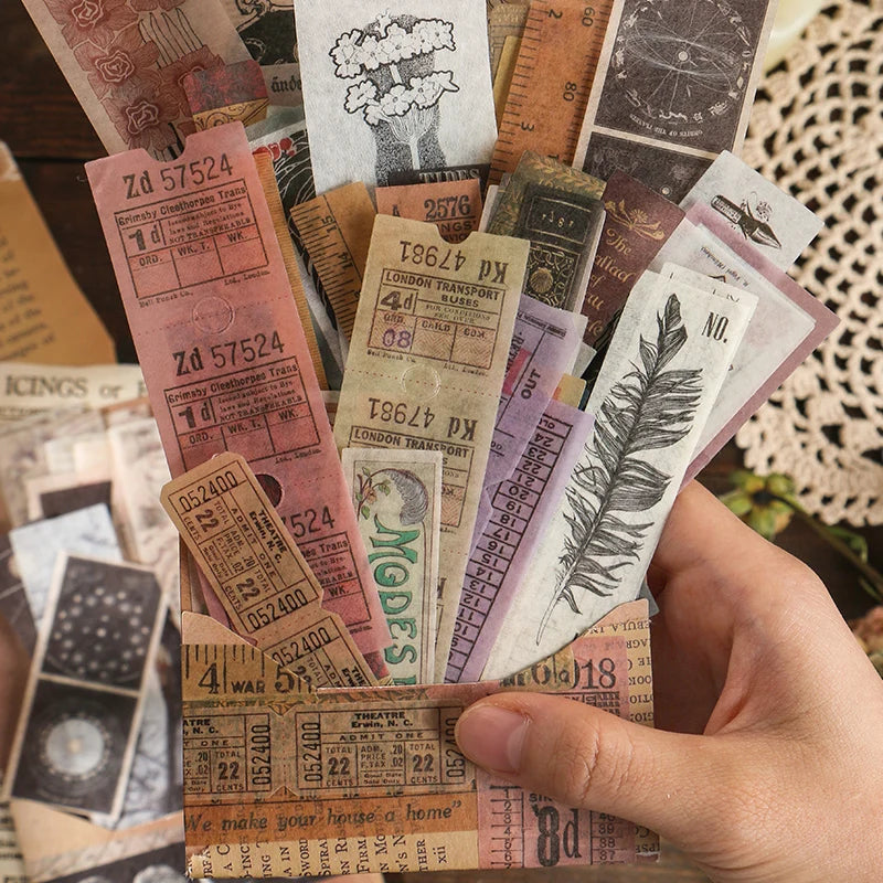JIANQI 40 pcs Vintage Plant Ticket Stickers Diy Scrapbooking Material Junk Journal Stationery supplies Deco Background paper