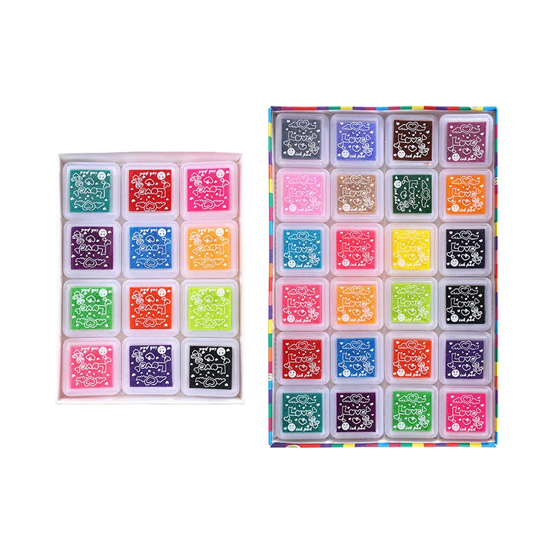 3cm*3cm 12/24Colourful Pads Multi-colored Stamp Pads Creative Rainbow Inkpad Rubber Stamp Oil for DIY Craft Scrapbooking Ink Pad