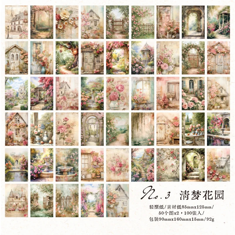 100 pcs Vintage Plants Flowers garden Material paper paper Scrapbooking DIY Photo Album Collage Journal Creative Stationery