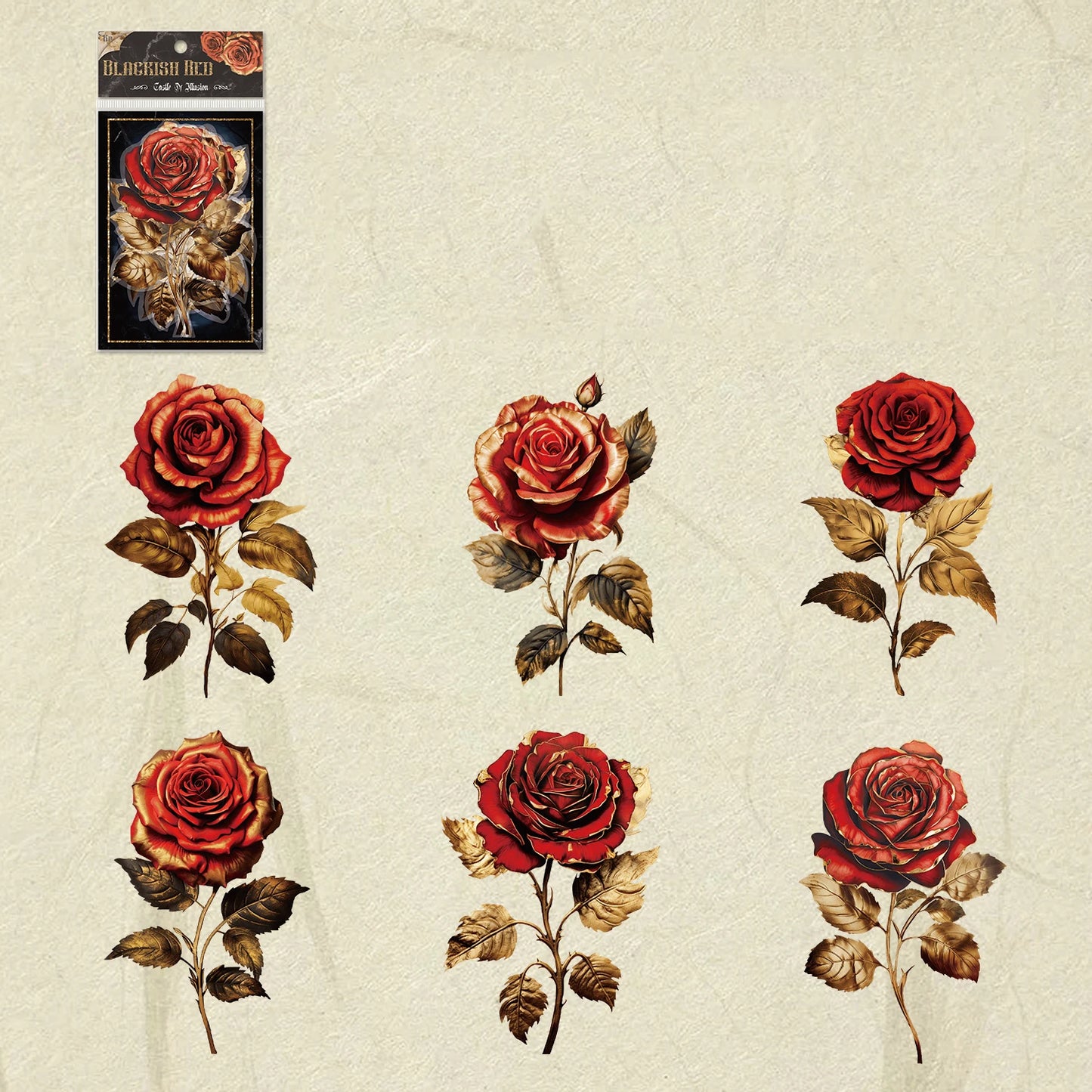 JIANQI 6pcs/pack PET Floral Stickers Big Size DIY Scrapbooking Art Collage Diary Materials Decor Aesthetics Sticker Stationery
