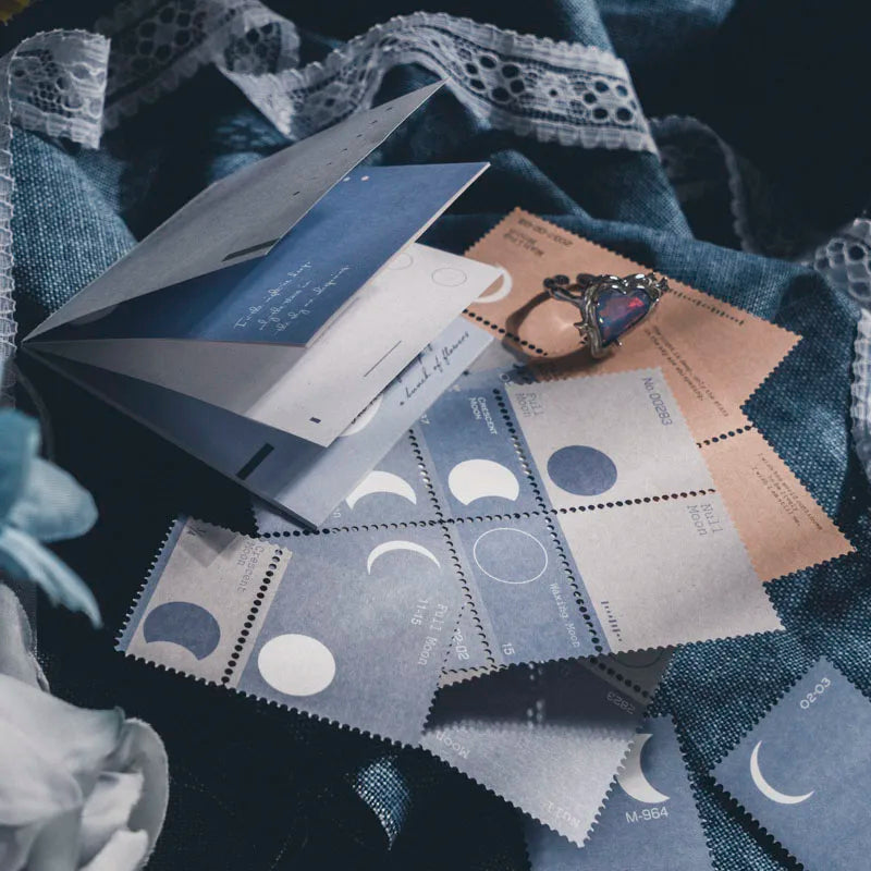 JIANQI 63 pcs Lunar phase theme INS Decorative paper Different size Diy Diary Album hand made junk journal supplies