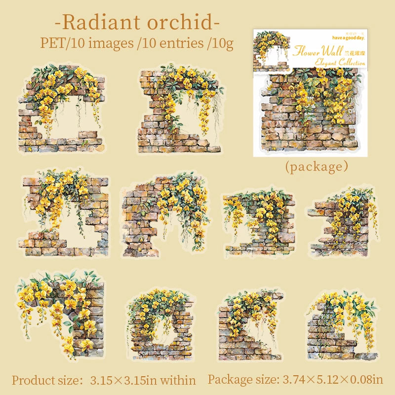 10pcs PET vine wall Landscape scenery Theme Stickers DIY Scrapbooking Supplies Collage Junk Journal Aesthetic Decor Stickers