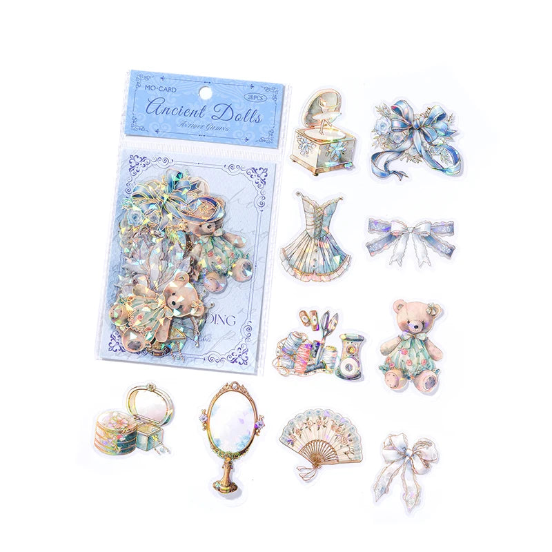 JIANQI 20pcs/pack Twinkle PET Stickers Gold Foil DIY Scrapbooking Planner Collage Stationery Aesthetics Decor Flower Stickers