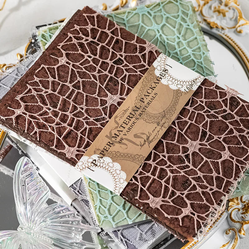 16pcs Vintage Mixed materials Lace paper Scrapbook Materials DIY Photo Album Collage Journal Creative Stationery Material paper