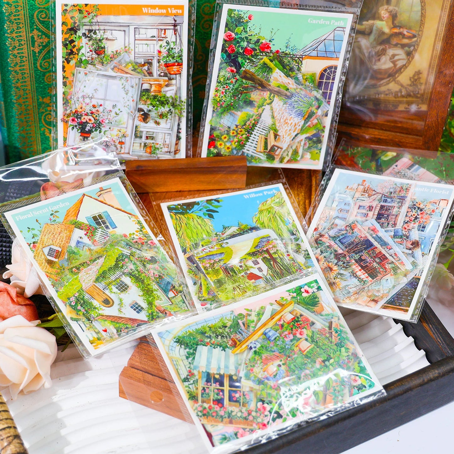 JIANQI 30 pcs Small town scenery Decorative PET Stickers Scrapbooking Label Diary Stationery Album Phone Cup Journal Plann