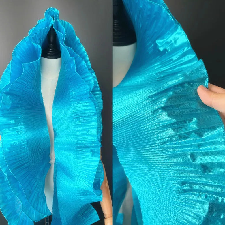 1 Yard Metal Wave Solid Pleated Ruffle Lace Fabric 15CM Wide