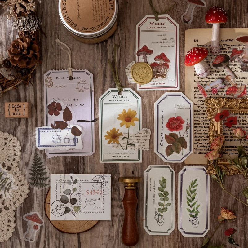 Natural plant collection Green Leaf Decorative PET Stickers Scrapbooking Label Diary Stationery Album Phone Cup Journal Planner