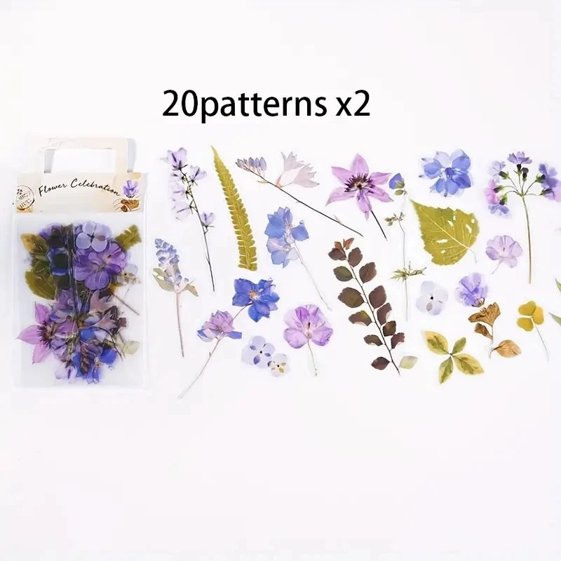 JIANQI 40 Pcs/pack Retro Creative flower plant Stickers hand tent DIY Stick Labels Scrapbooking Material Junk Journal Supplies