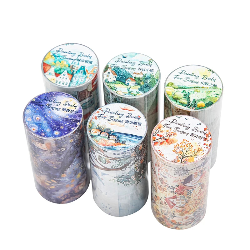 80mm*2m Four Seasons Landscape Tapes Collage Junk Journal DIY Scrapbooking School Supplies Aesthetics Decor Tapes Stickers