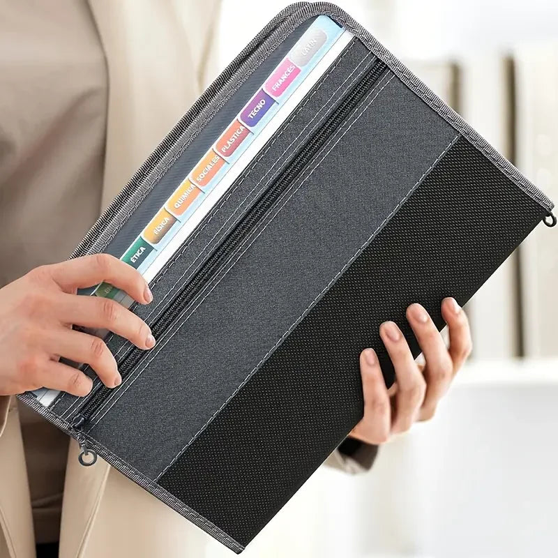13 Pocket Accordion File Organizer with Safe Zipper Front Pencil Pouch for School Office Supplies Expanding Folder