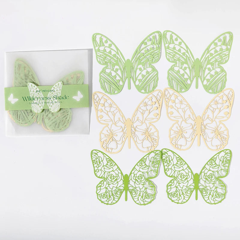 JIANQI 6 Pcs Hollow Butterfly Lace Material Paper INS Romance Butterfly Lace Collage Creative Handbook DIY Decorative Material