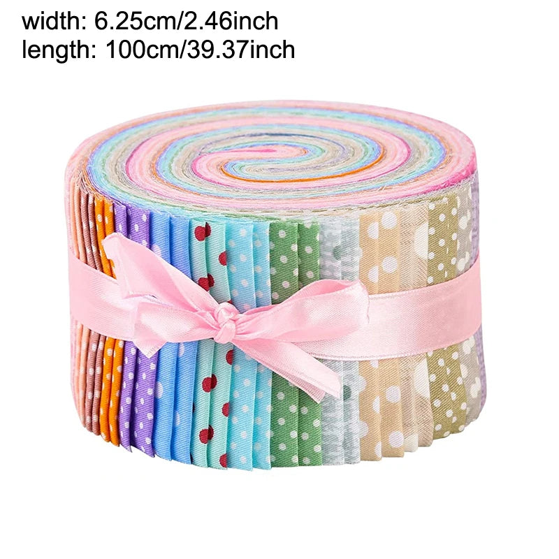 1Pack Fabric Roll Jelly Roll Up Cotton Fabric Quilting Strips Random Pattern Patchwork Craft Cotton Quilting Supplies