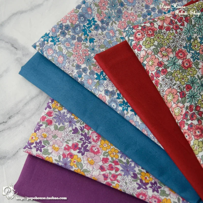 145x50cm Pastoral Floral Poplin Cotton Fabric DIY Children's Wear Cloth Make Bedding Quilt Decoration Home