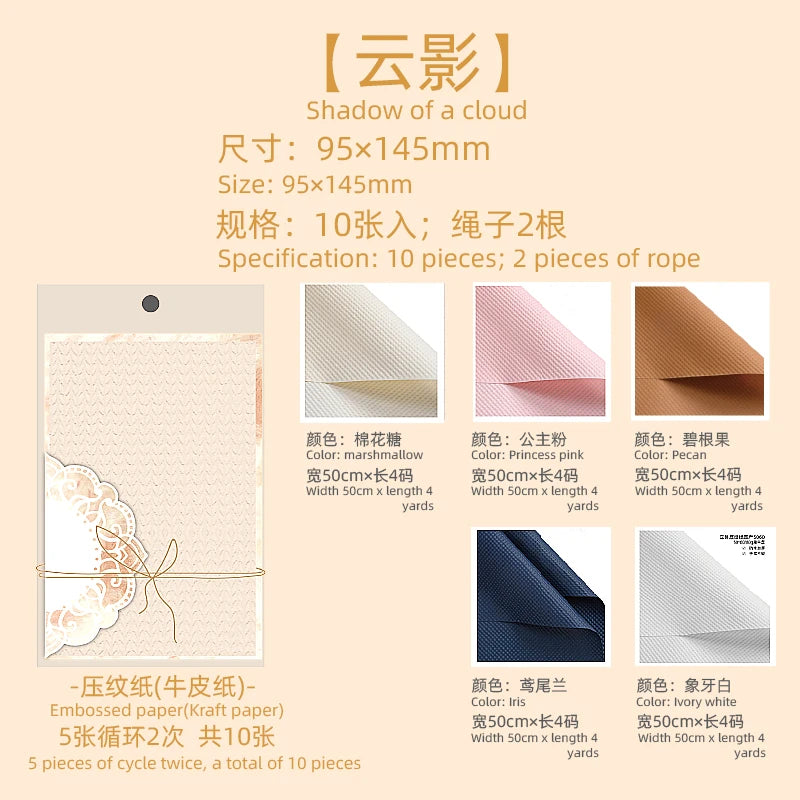 10pcs Multiple Mixed Materials Lace paper Scrapbook Materials DIY Photo Album Collage Journal Creative Stationery Material paper