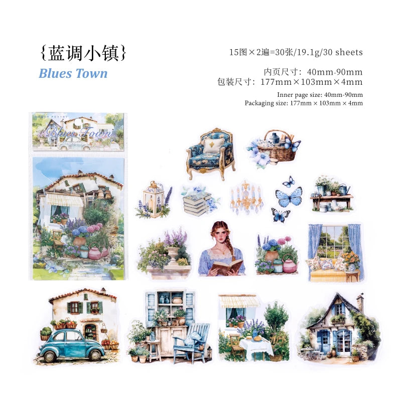 JIANQI 30 pcs INS Field life landscape Stickers Diy Diary Scrapbooking Stickers Festival Birthday Party Gift Decorations Labels