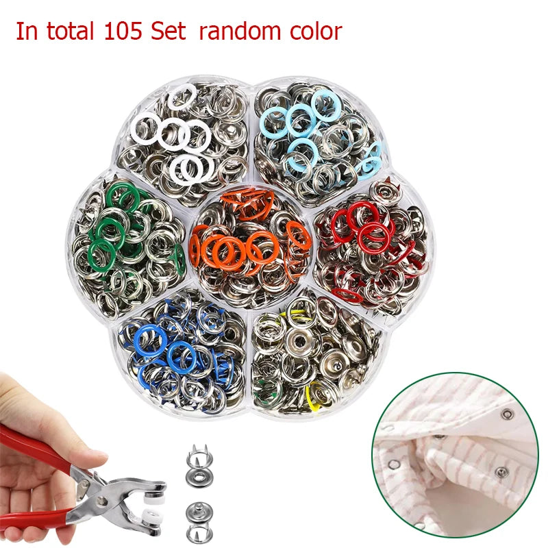 Zxiixz 420PCS Colored Metal Buttons Snap Hollow Prong Press Studs for DIY Craft Supplies Bag Clothes