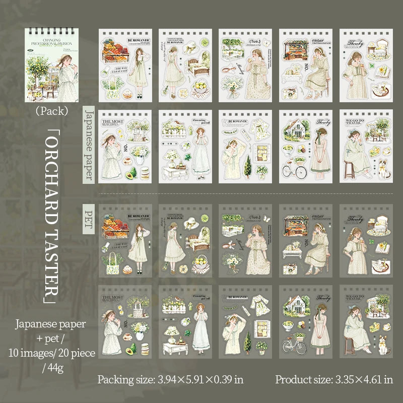 JIANQI 20pcs Career Girls series PET+Washi dual material die-cutting sticker book DIY scrapbook background decoration stickers