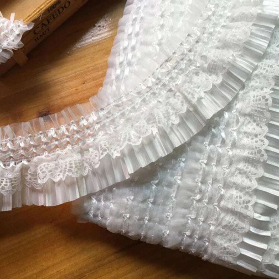 1Yard Elastic Lace Fabric DIY Sewing Applique Ruffle Craft Decoration 7CM Wide