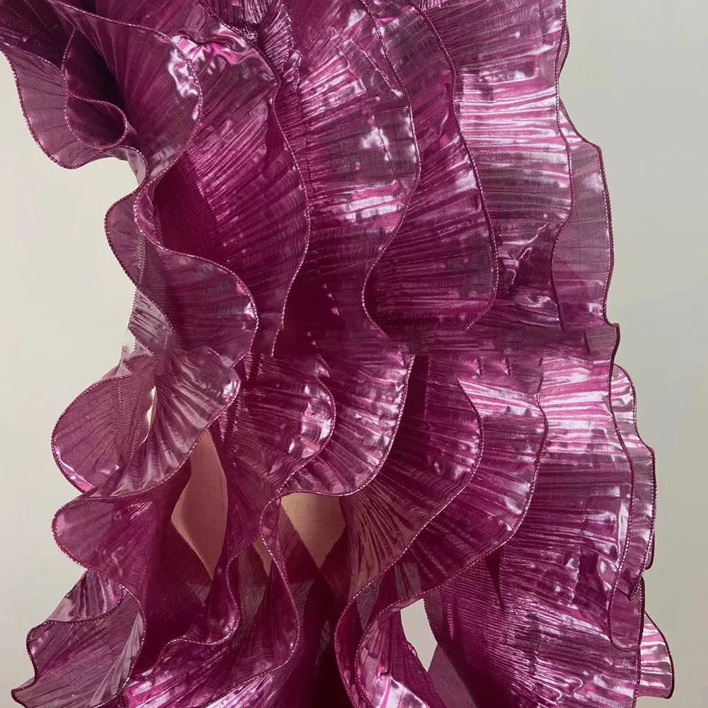 1 Yard Metal Wave Solid Pleated Ruffle Lace Fabric 15CM Wide