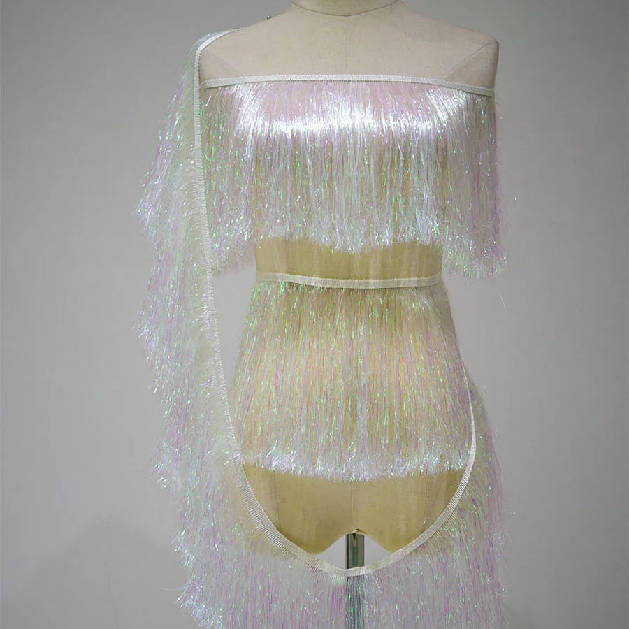 1 Yard Multi-color Tassel Decorative Skirt Tassel Fabric Gradient Latin Dance Row Beard Lace 20CM