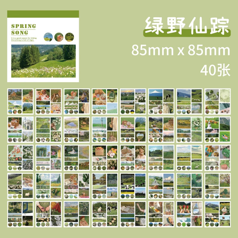 JIANQI 40pcs/pack Aesthetics Decor Stickers Book DIY Scrapbooking Supplies Album Creative Stationery Already Cut Ins Stickers