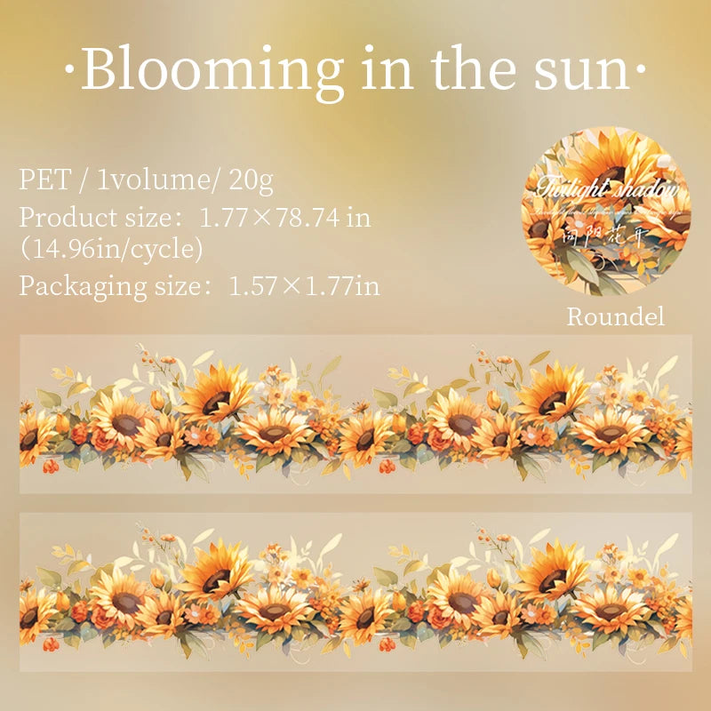 JIANQI 45mm*2m Transparent PET Floral Tapes DIY Scrapbooking Decor Photo Album Collage Journalling Materials Aesthetics Tapes