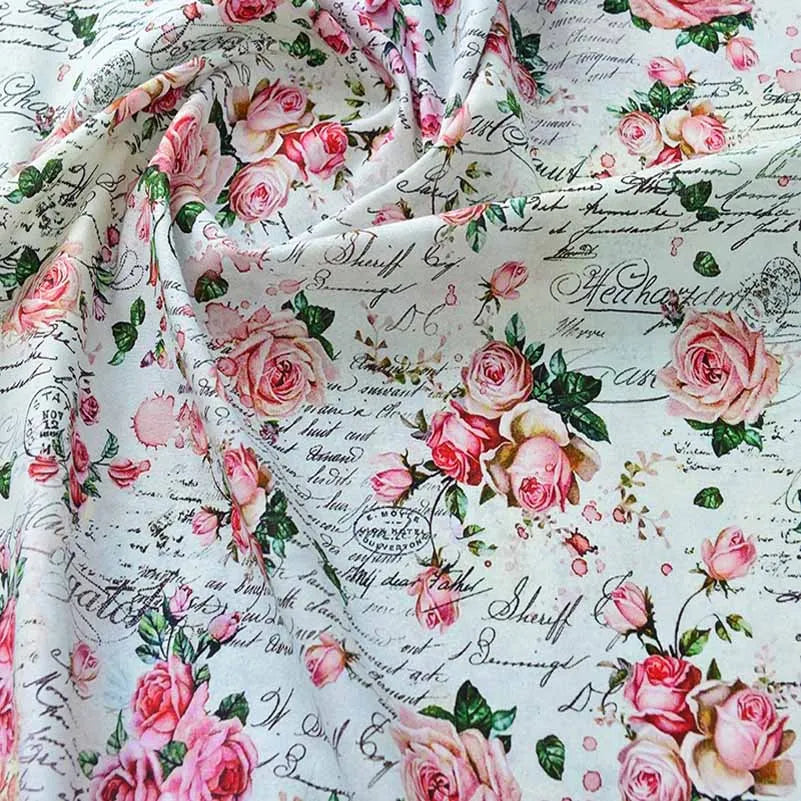Newspaper Fabric Map Retro Vintage Digital Printed for Handmade DIY Sewing Accessories