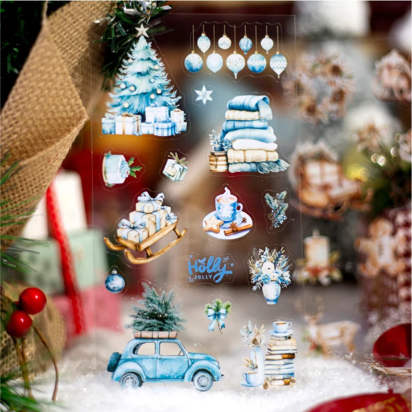 JIANQI 6pcs/pack Christmas Forest Landscape Stickers PET Materials Collage Stationery Decor Diary DIY Scrapbooking supplies