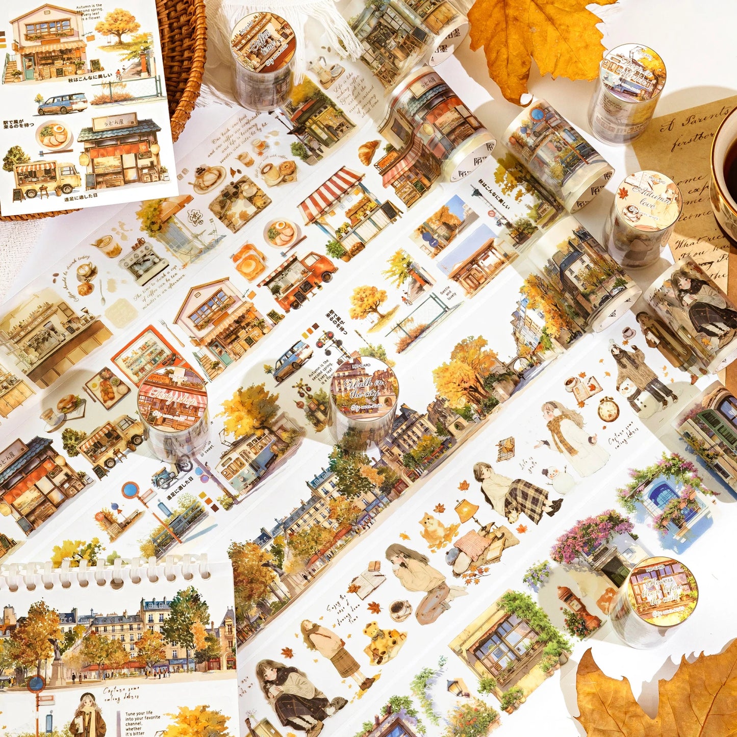 JIANQI 60mm*2m Urban Landscape PET Tapes DIY Scrapbooking Decor Photo Album Collage Journalling Materials Aesthetics Stickers