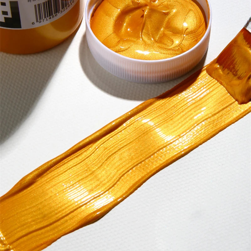 Metallic Acrylic Paint Silver Gold DIY Hand Painted Wall Painting Shoes Stone Statue Waterproof and Fading Graffiti Paint