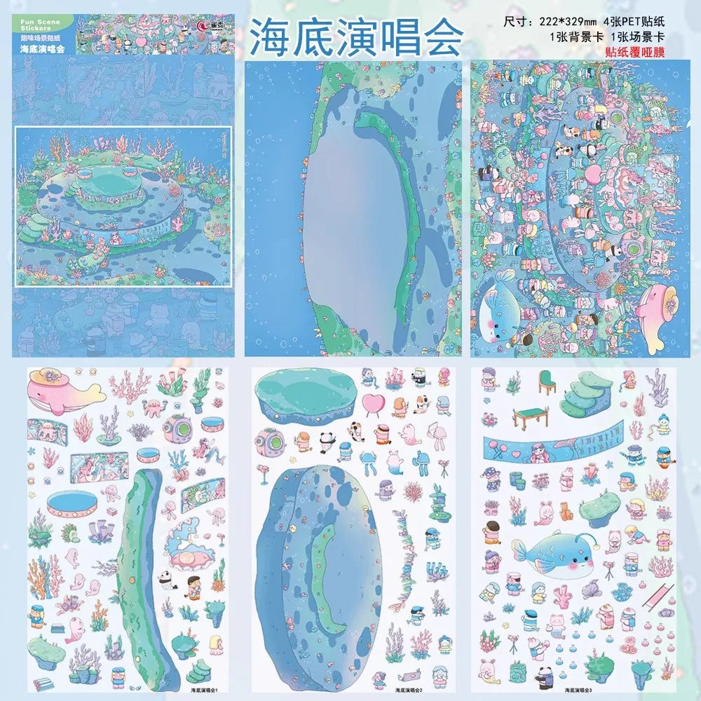 JIANQI Plus Size market Party 3D Cabin Scene DIY Sticker Landscape Sticker Stacking Pasting Festival Birthday Gift for Kid Child