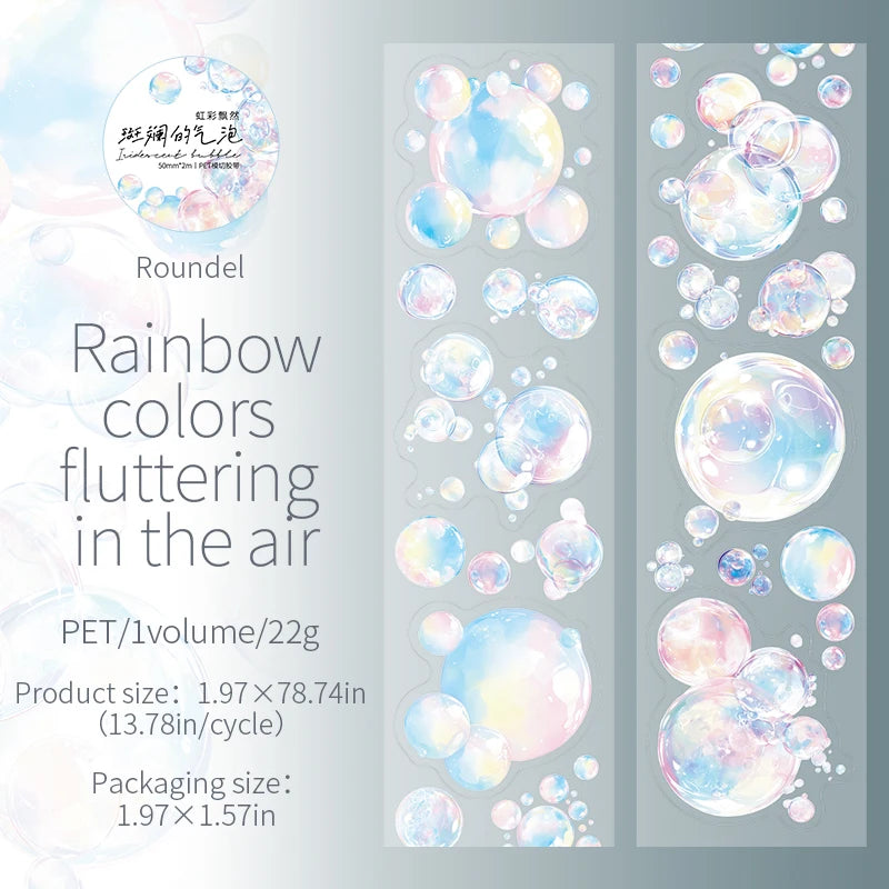 JIANQI 50mm*2m PET Bubble Tape Stickers Creativity Scrapbooking Hand Account Adhesive hand made Diy Junk Journal Craft Supplies