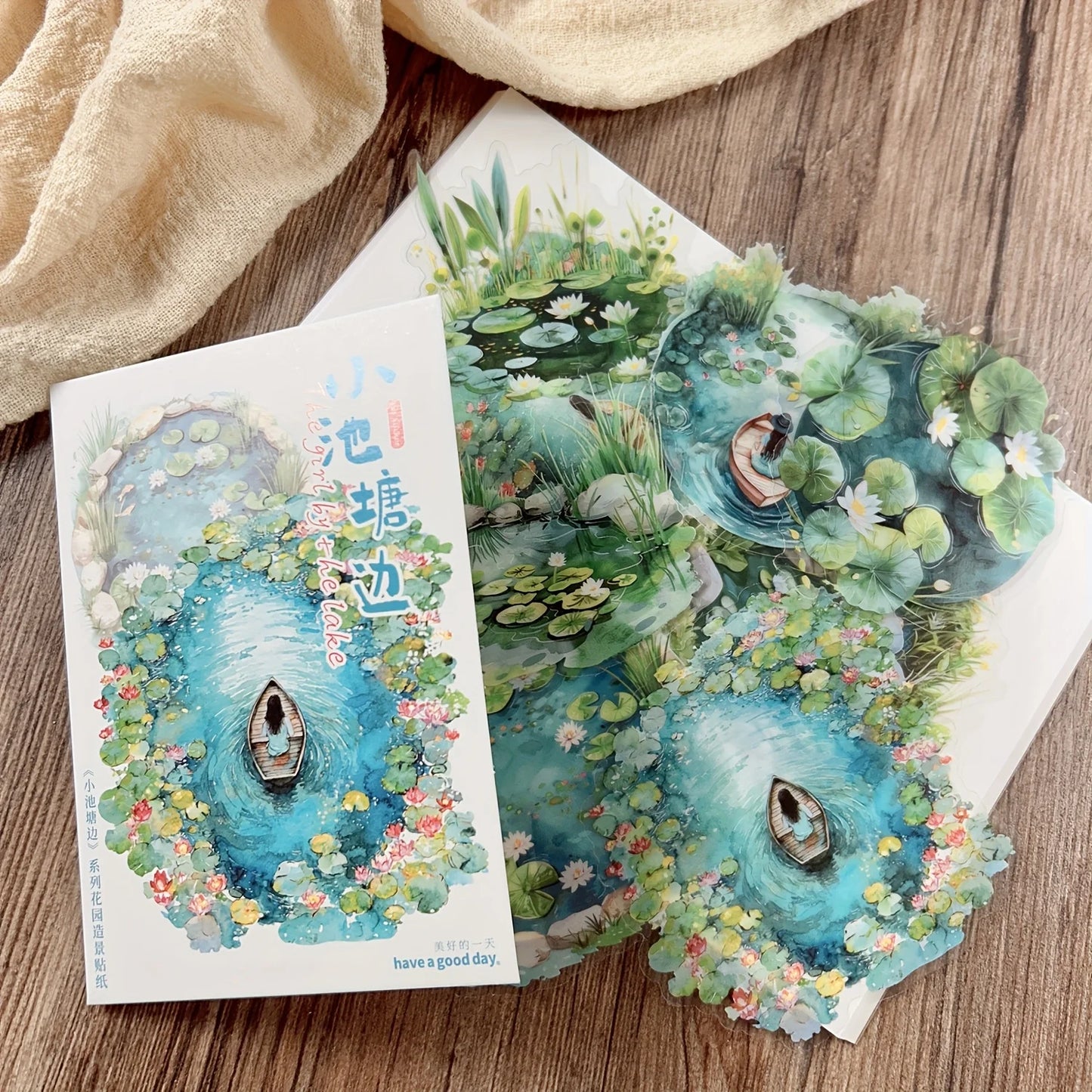 10 pcs Large Size Pond and Lake Landscape Stickers For DIY Scrapbooking Planner Collage Diary Supplies Sticker Stationery
