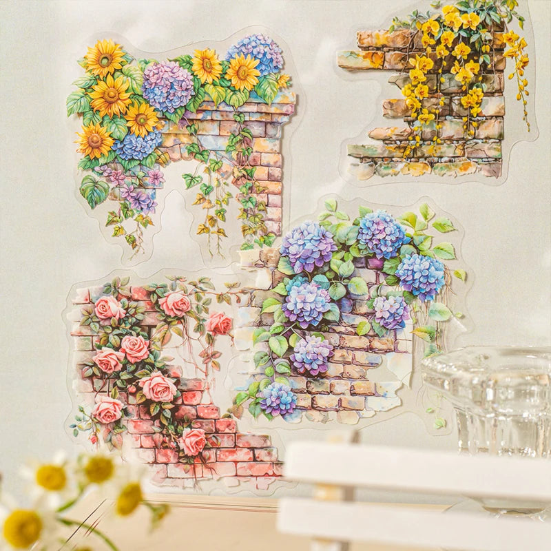 10pcs PET vine wall Landscape scenery Theme Stickers DIY Scrapbooking Supplies Collage Junk Journal Aesthetic Decor Stickers