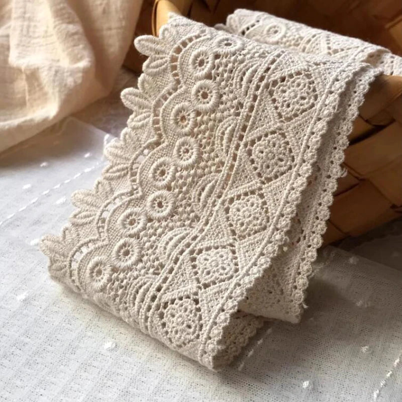 1 Yard Pure Cotton Embroidery Lace Accessories DIY Clothing Accessories Home Textile Fabric 9cm Width