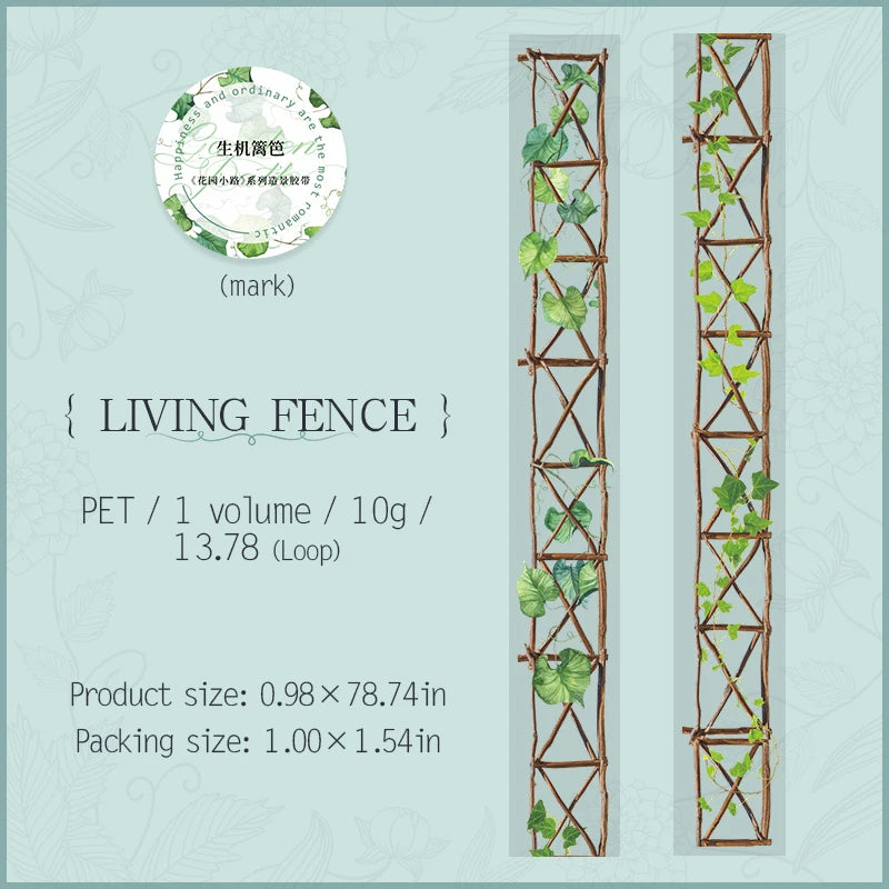 JIANQI 25mm*2m PET Tapes Garden Path DIY Scrapbooking Decor Photo Album Collage Junk Journal Materials Aesthetics Stickers
