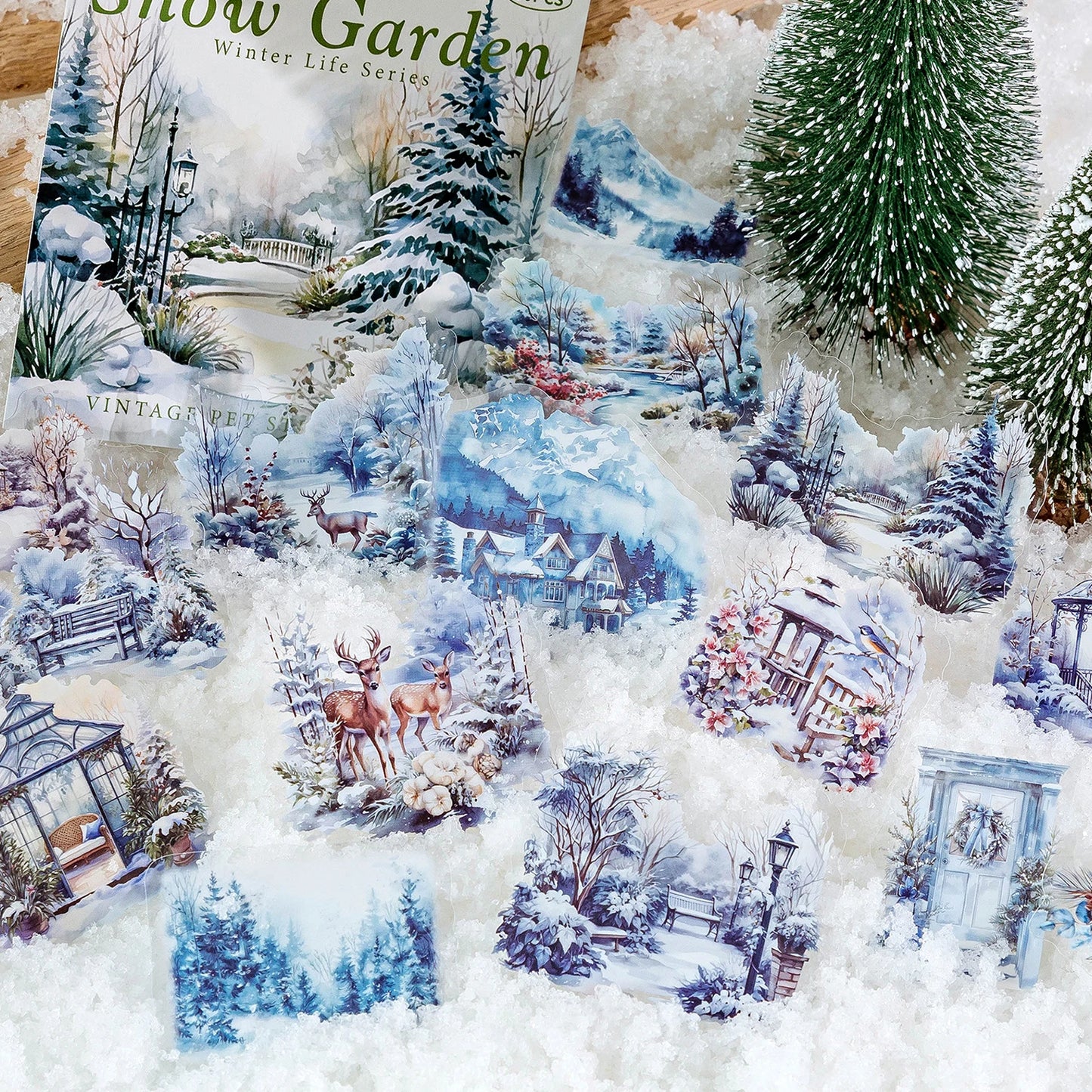 JIANQI 30pcs Winter Life Stickers Aesthetic Landscape Decorative Scrapbooking Diary Album Collage material junk journal supplies