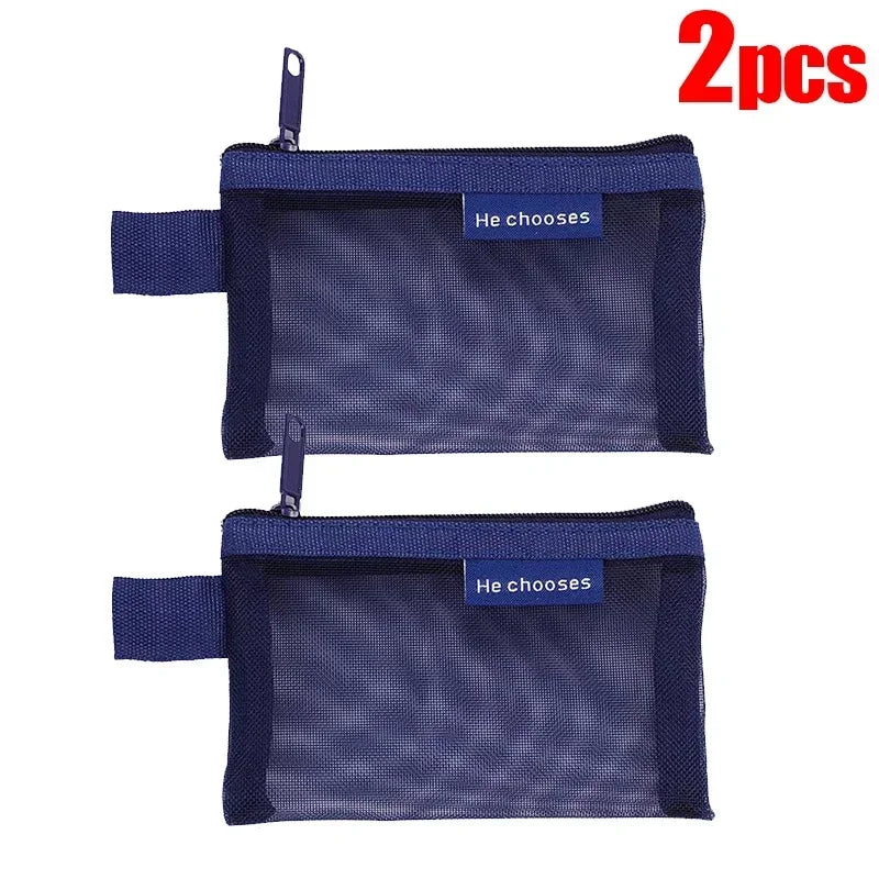 Mini Square Mesh Storage Bag Portable Money Earphone Data Cable Chargers Bag ID Credit Card Holder Zipper Pouch Travel Organizer
