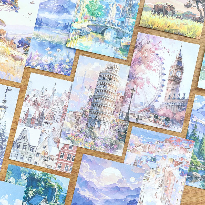 JIANQI 30 pcs Landscape material paper Decorative Diary Album Scrapbooking material Background paper junk journal supplies