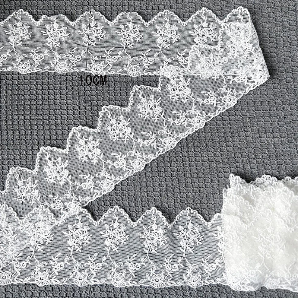 1 Yard Water-Soluble Ruffle Black White Flower Embroidery Lace Trim Fabric For Wedding Home Supplies Handmade Sewing Crafts