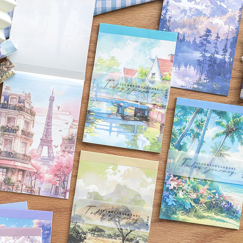 JIANQI 30 pcs Landscape material paper Decorative Diary Album Scrapbooking material Background paper junk journal supplies