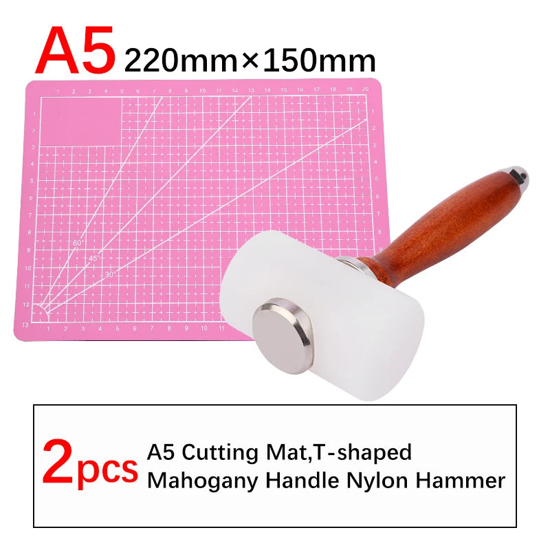 A5/A4/A3 PVC Leather Craft Tool Cutting Mat DIY Double-Sided Self-Healing Mat Bottom Plate Cutting Tool Set with Hammer