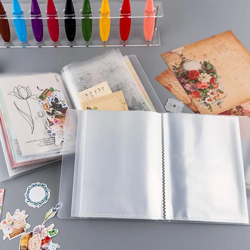 40-Page Classic A6 Photo Storage Album - Zippered Binder Pockets for Scrapbooking, Transparent Protector Sheets for Photo Cards