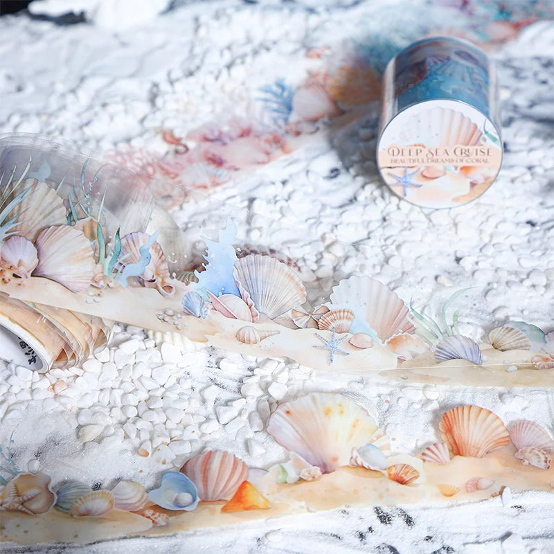 JIANQI 45mm*2m Deep sea landscape PET Tapes Creativity Scrapbook Hand Account Adhesive hand made Diy Junk Journal Craft Supplies