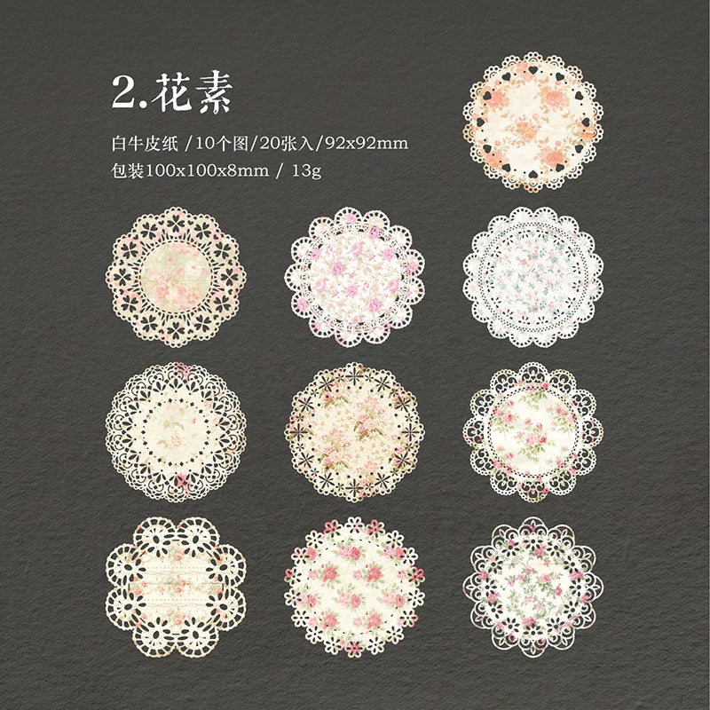 20 pcs/lot INS lace material paper Decorative Scrapbooking Diary Album hand made Collage material Background paper