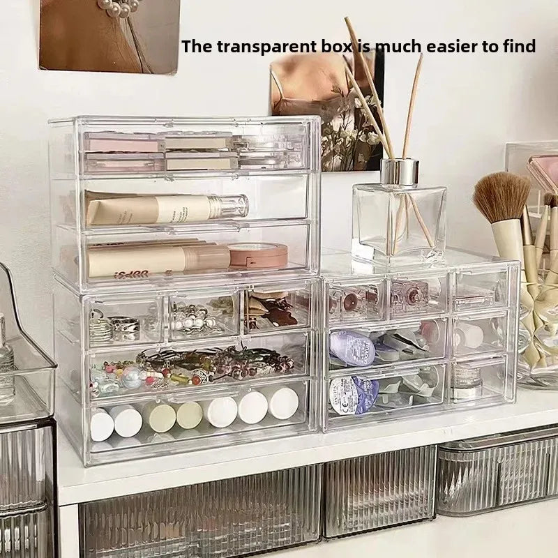 Acrylic Storage Box Desktop Dustproof Drawer Style Jewelry Comb Cosmetic Organizer Perfume Storage Rack Desk Accessories