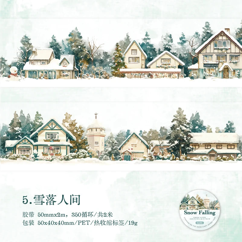 JIANQI 50mm*2m PET Winter snow scenery Tapes Decorative collage Adhesive Diy Scrapbooking hand made Masking tape Sticker