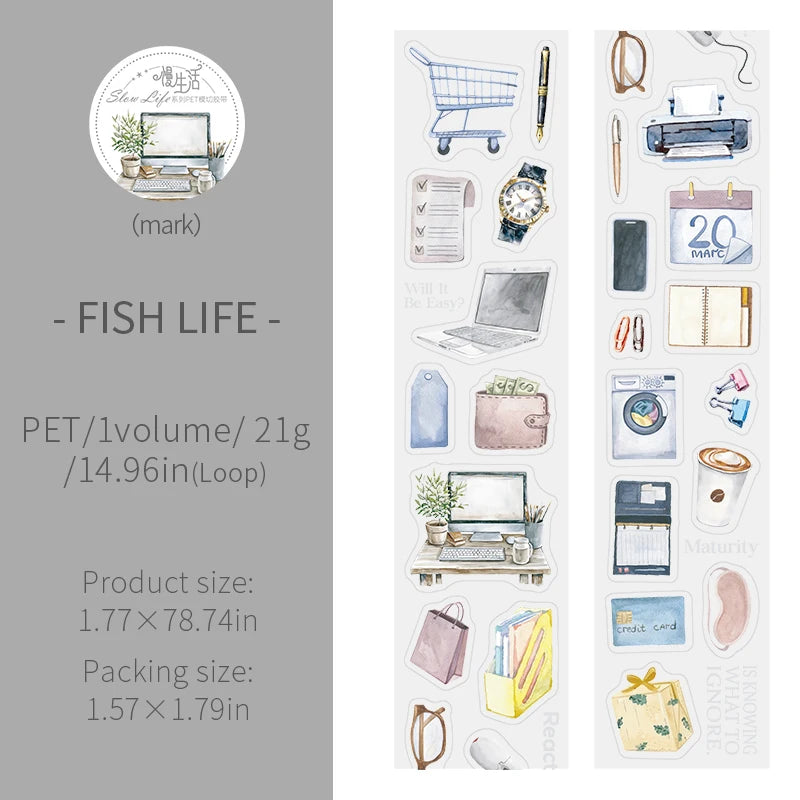 JIANQI 45mm*2m PET Daily Life tape Sticker Decorative collage Adhesive Diy Scrapbooking hand made Masking tape