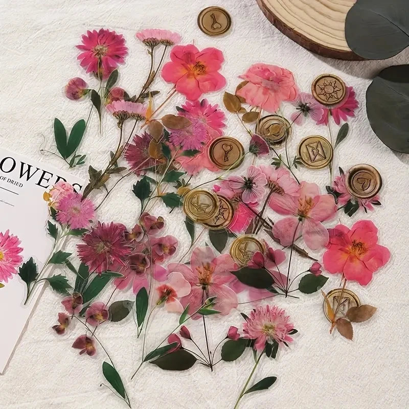 JIANQI 40 pcs Dried Flower Collection Record PET Stickers Decorative handmade Scrapbooking Material Diary Album Craft Supplies