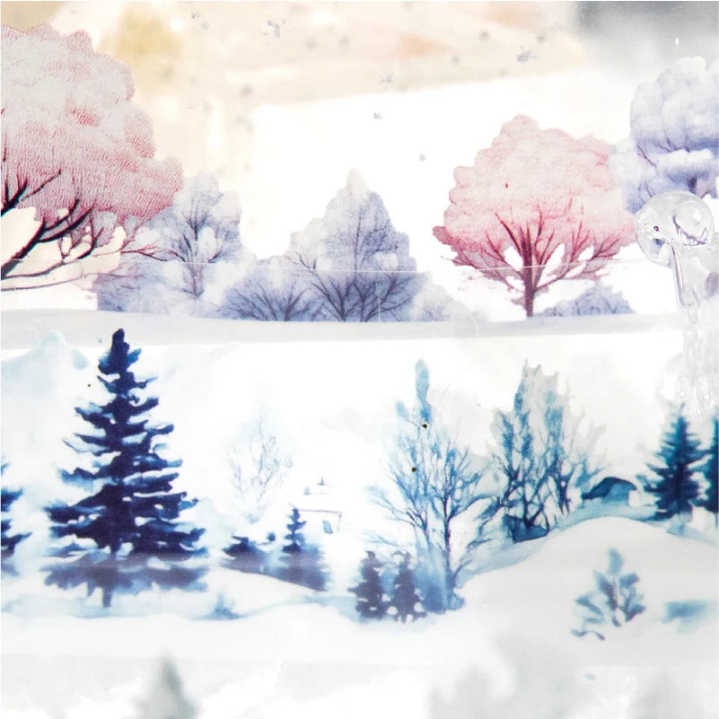 JIANQI 38mm*2m PET Winter snow scenery Tapes DIY Scrapbooking Decor Photo Album Collage Journalling Materials Aesthetics Sticker
